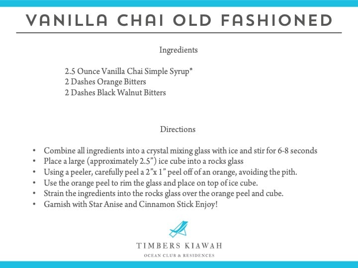 Vanilla Chai Recipe from Timber Kiawah