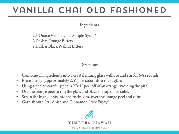 Vanilla Chai Recipe from Timber Kiawah